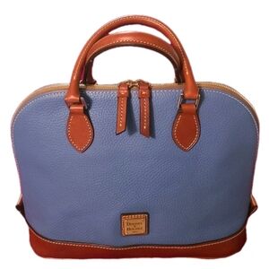 Dooney and Bourke Light Jean Blue Pebble Grain Leather Zip Zip Dome Satchel EUC